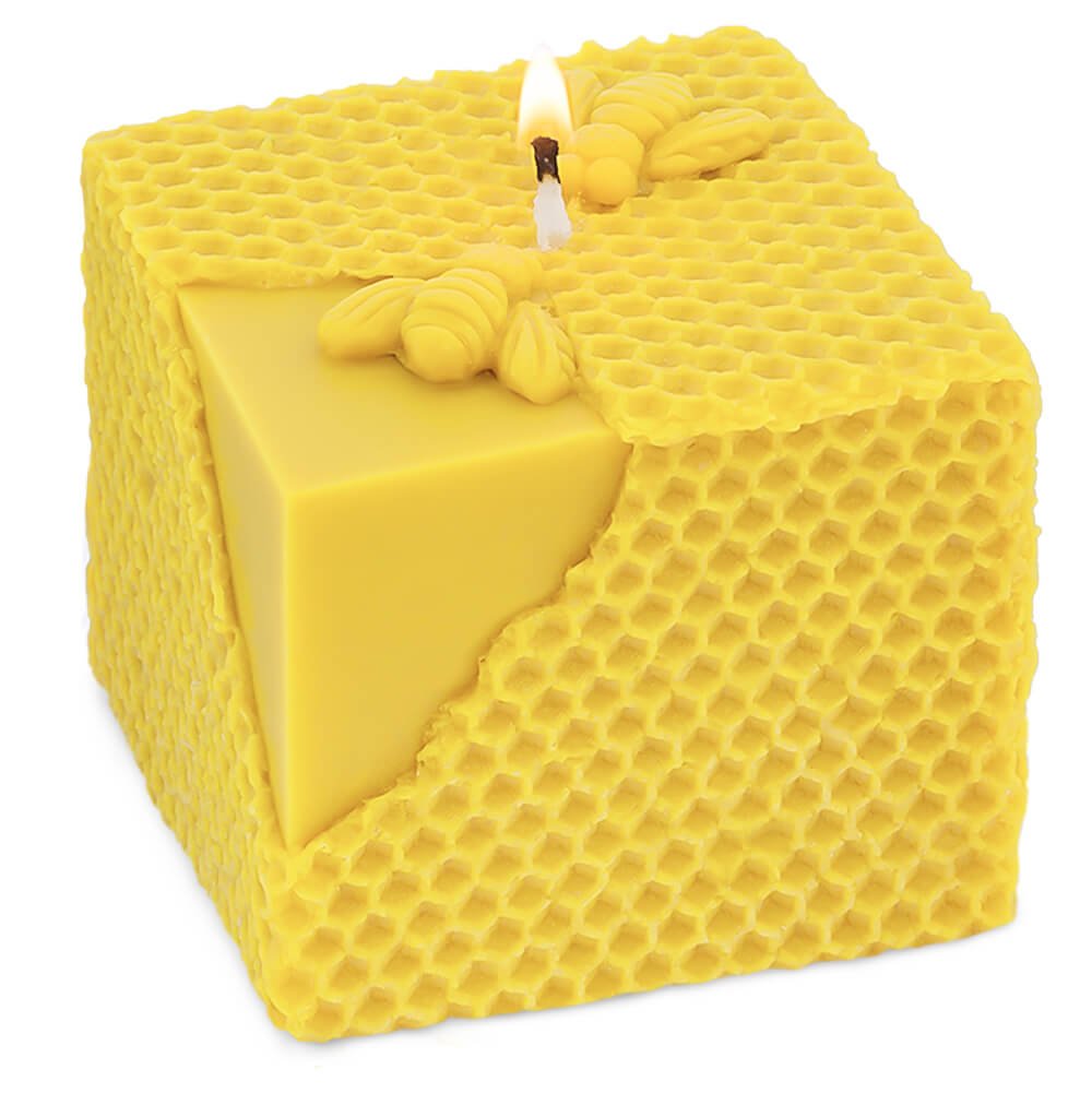 Molde vela panal con abejas 8x8x7 cm