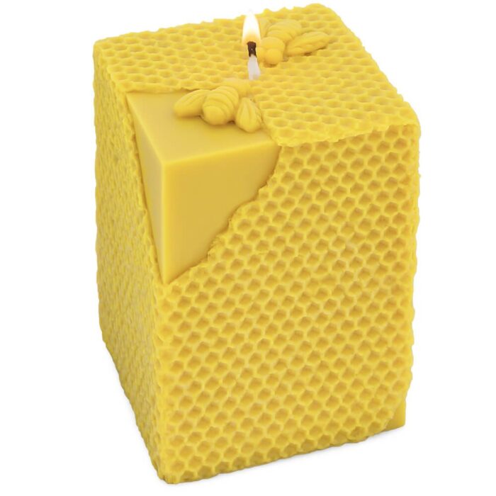 Molde vela panal con abejas 8x8x12 cm