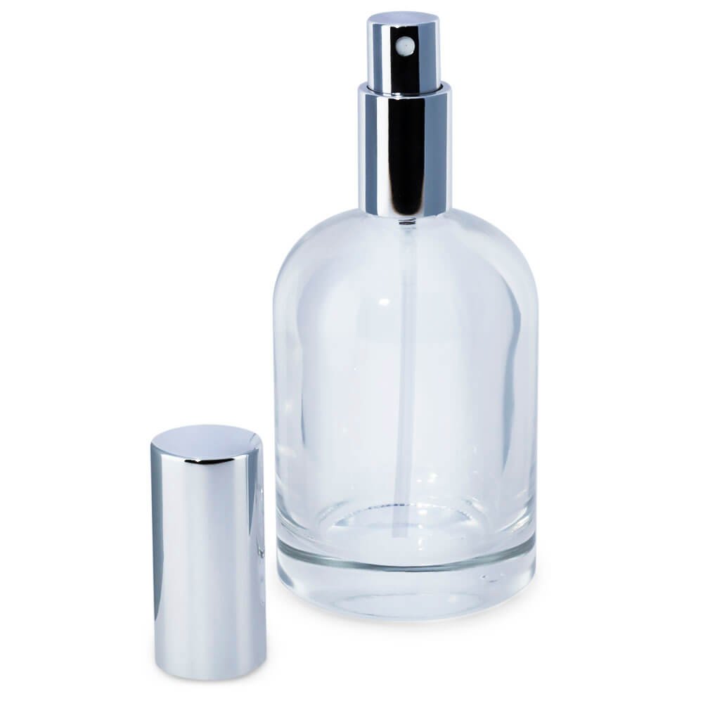 Frasco perfume 100 ml campana pulverizador plateado