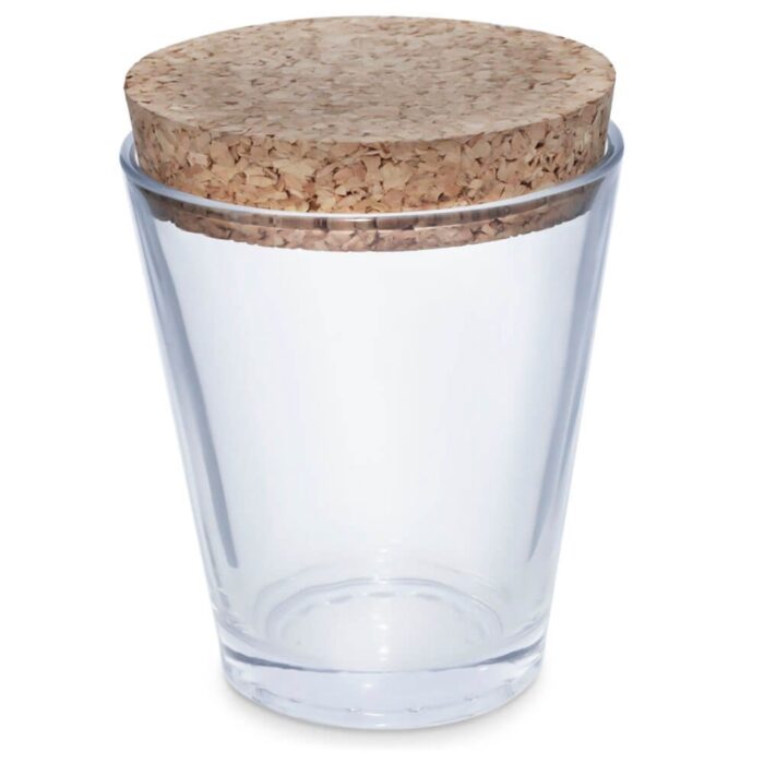 Vaso de cristal con tapa de corcho