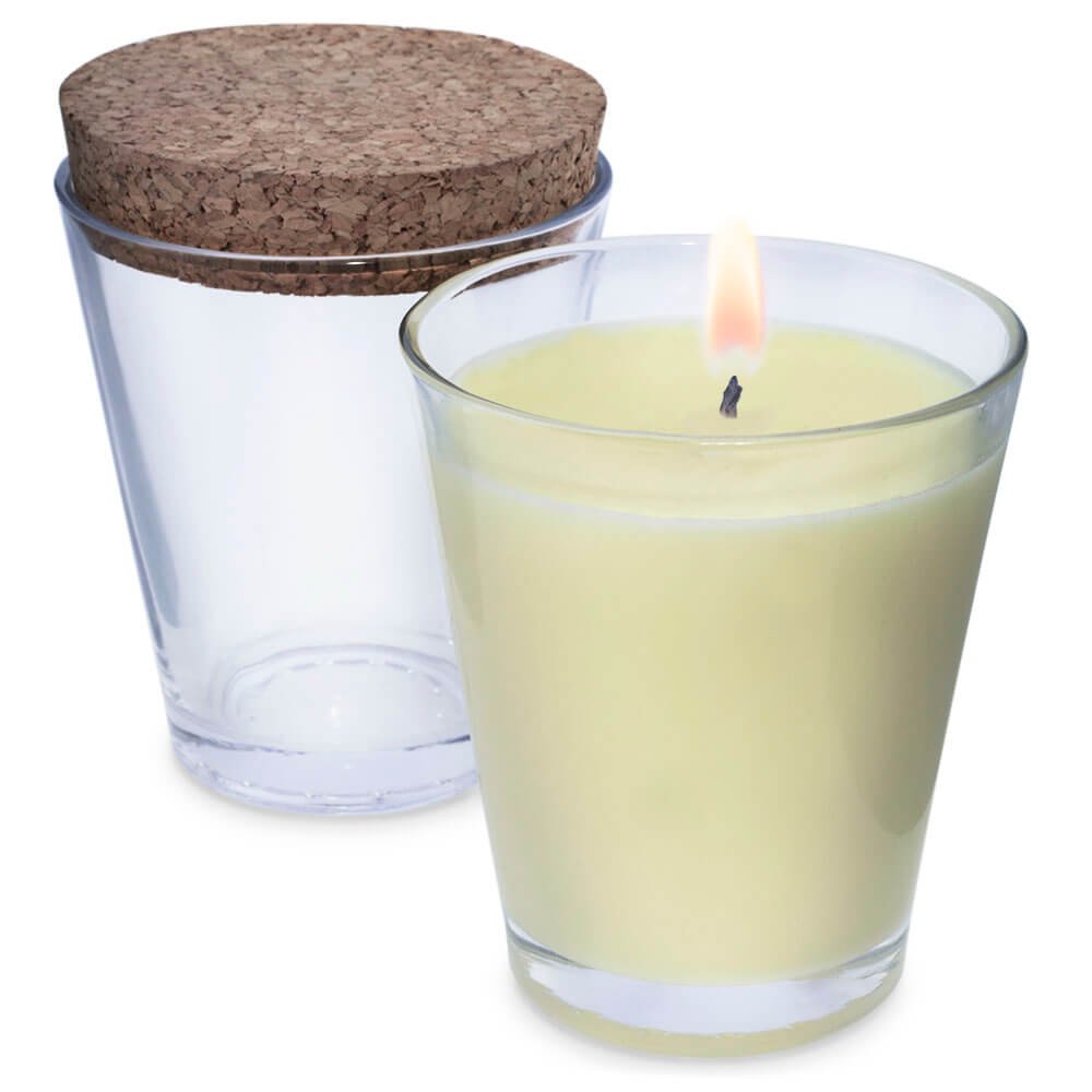 Vaso de 125 ml de cristal con corcho para velas