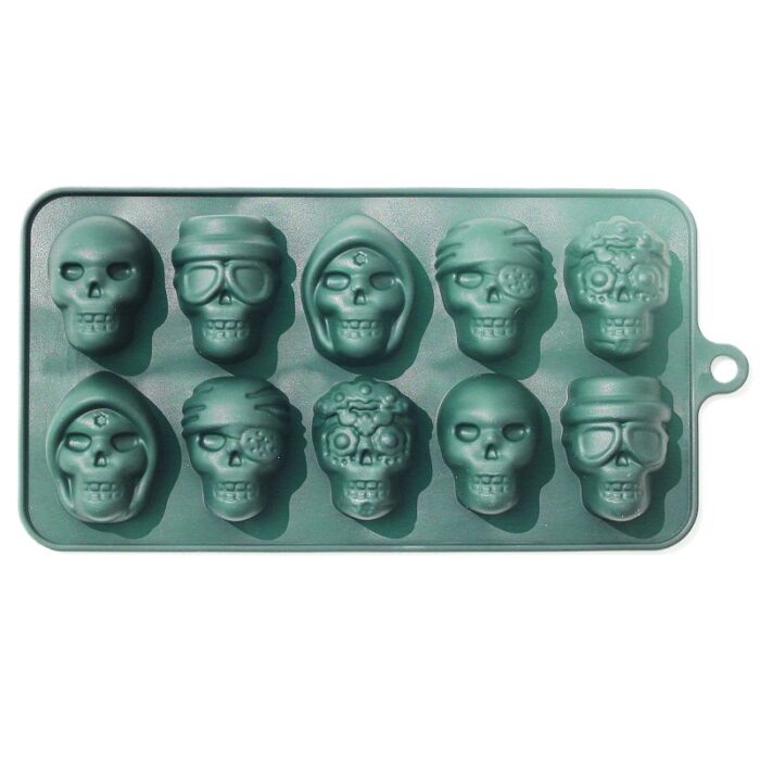 Molde 10 calaveras rockeras Halloween