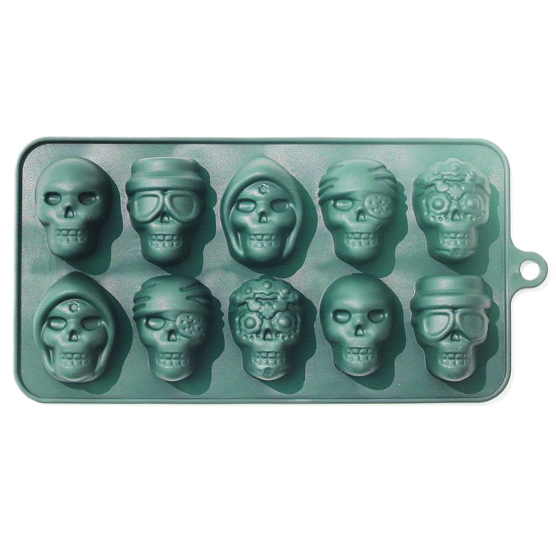 Molde 10 calaveras rockeras Halloween