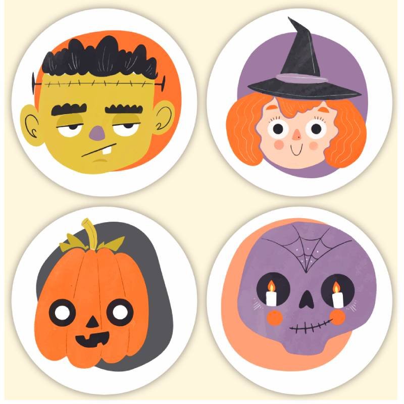 Pegatinas 4 personajes de halloween