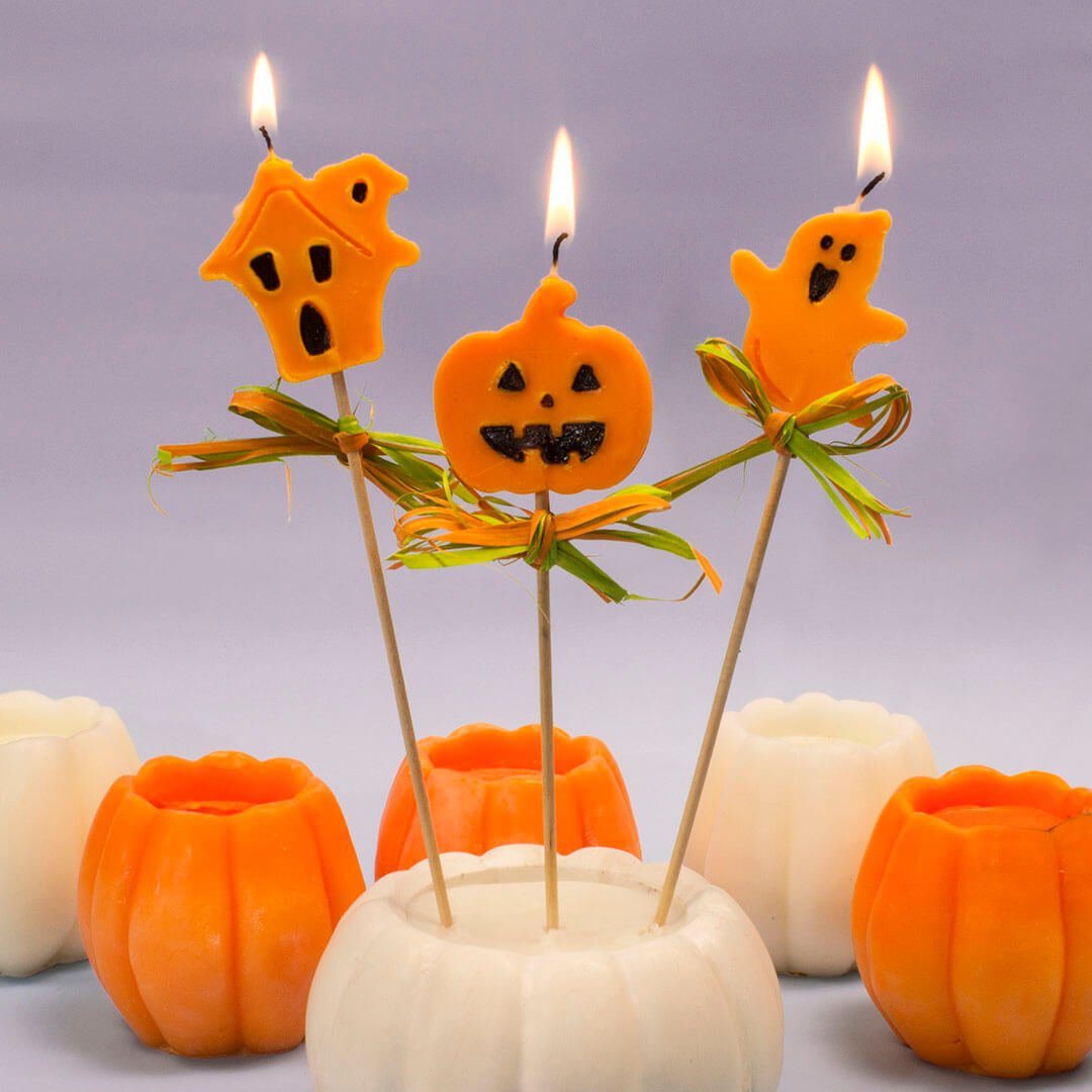 Kit como hacer velas pick de Halloween. Materiales e instrucciones