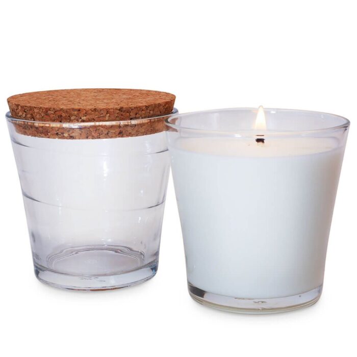 Vaso 280 ml sofia con tapa de corcho para velas