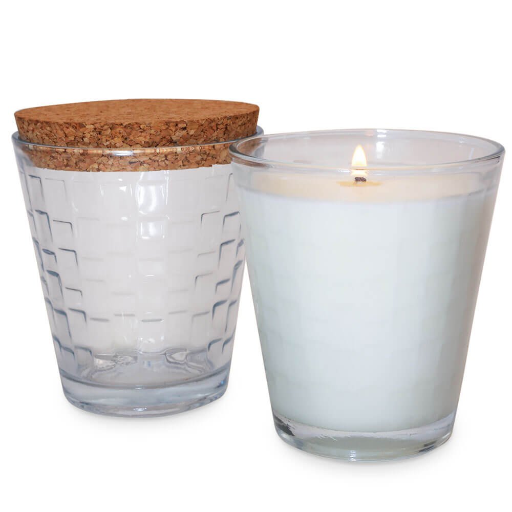 Vasos 230 ml mosaico con tapa de corcho para velas