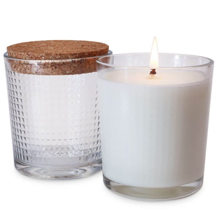 Vaso 260 ml pixelado con tapa de corcho para velas