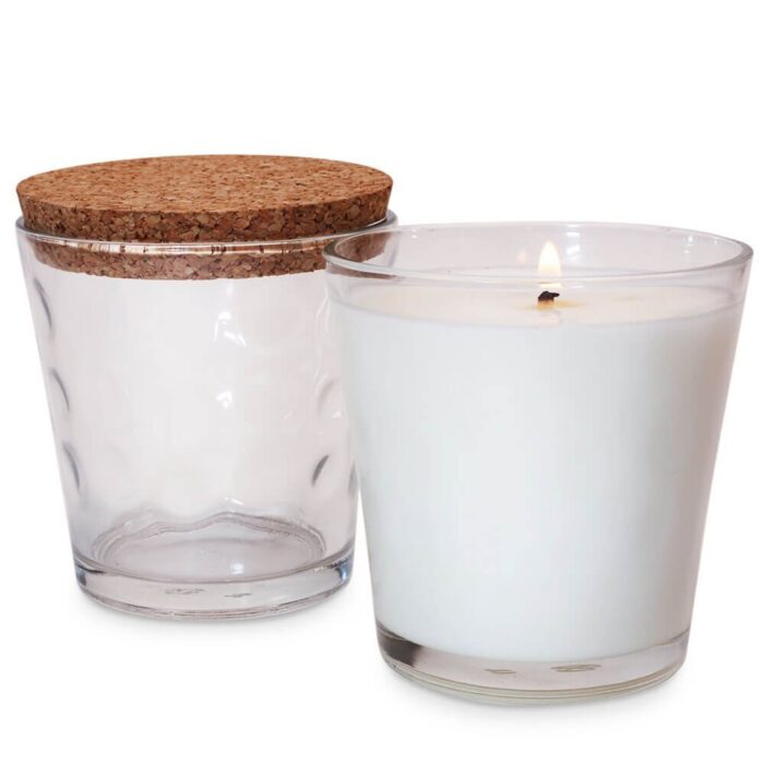 Vaso 280 ml siena con tapa de corcho para velas