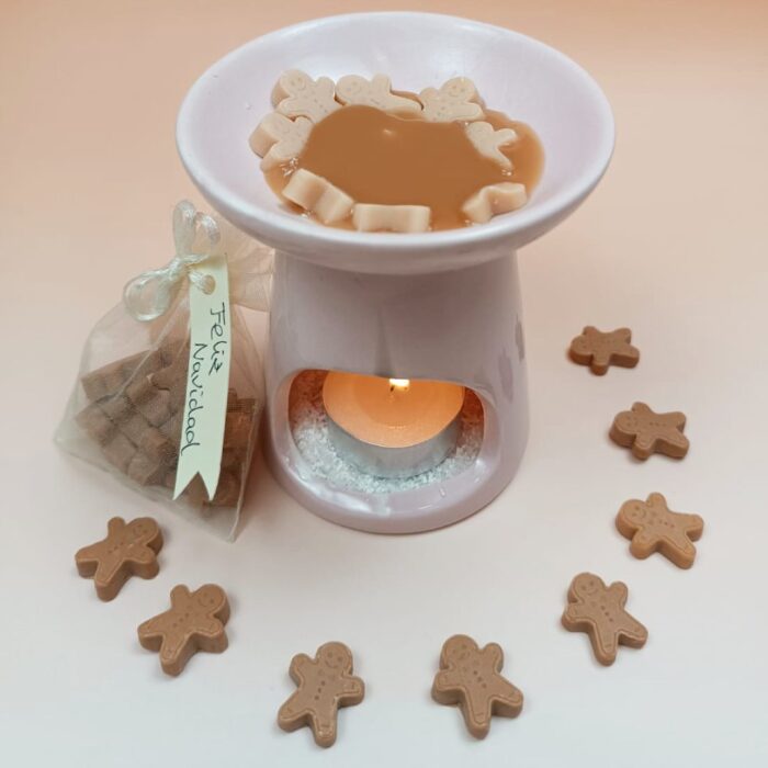 Kit como hacer wax melts muñeco de galleta de navidad. Materiales e instrucciones