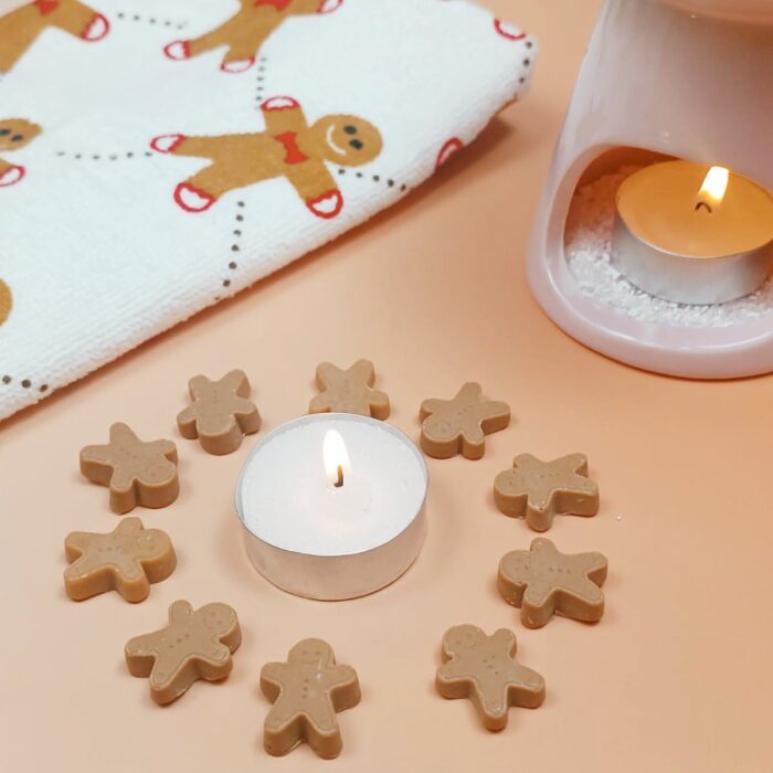 Kit como hacer wax melts muñeco de galleta de navidad. Materiales e instrucciones