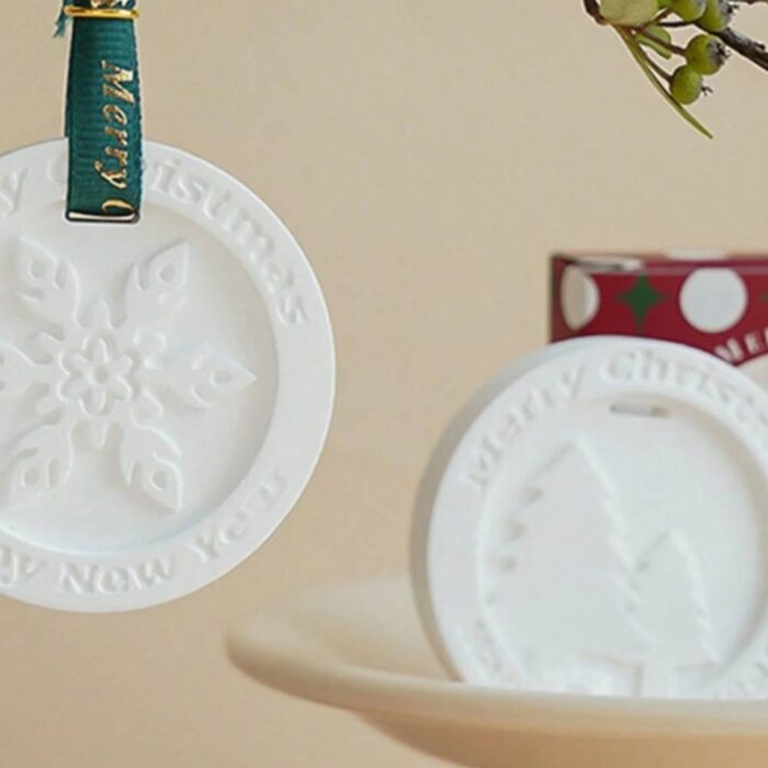 Molde merry christmas con copo de nieve ceramica perfumada