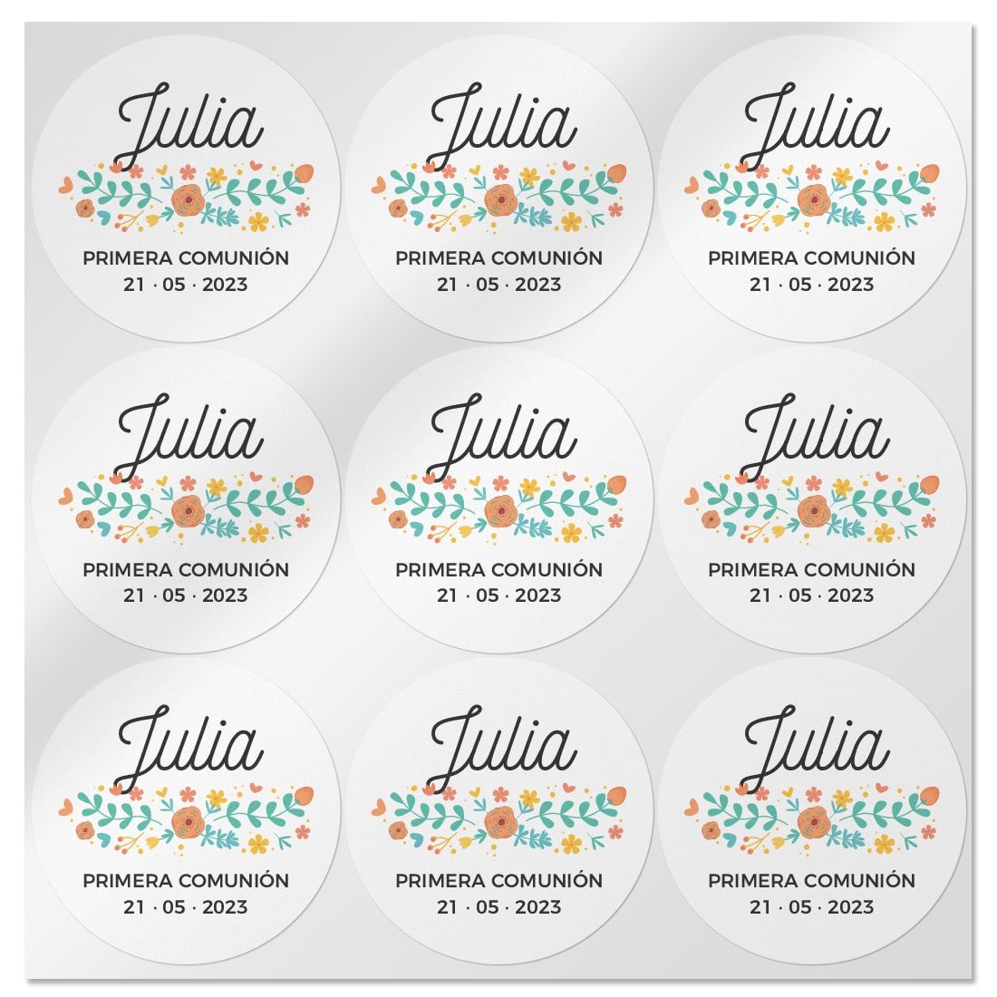 Pegatinas personalizadas con flores transparentes grandes