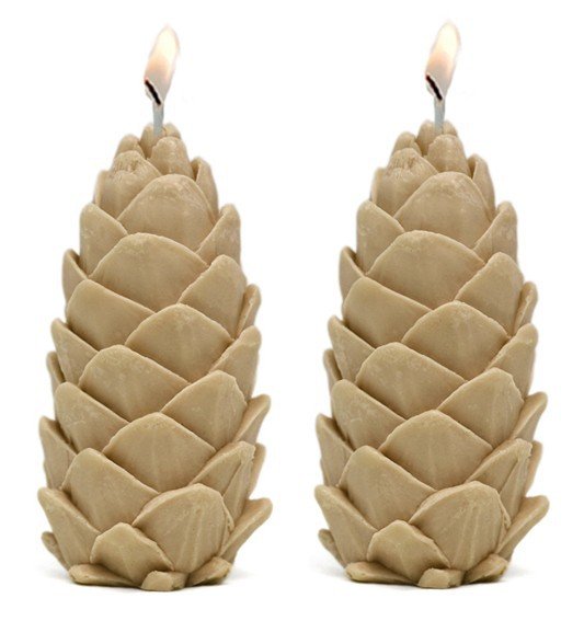 Molde velas 2 piñas silvestres - Molde para velas, dos piñas navidad 3D - Moldes para hacer velas navidad