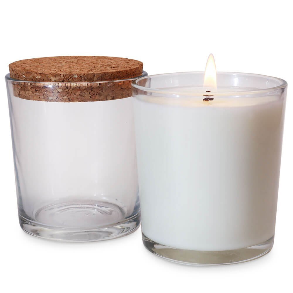 Vaso 260 ml marbella con tapa de corcho para velas