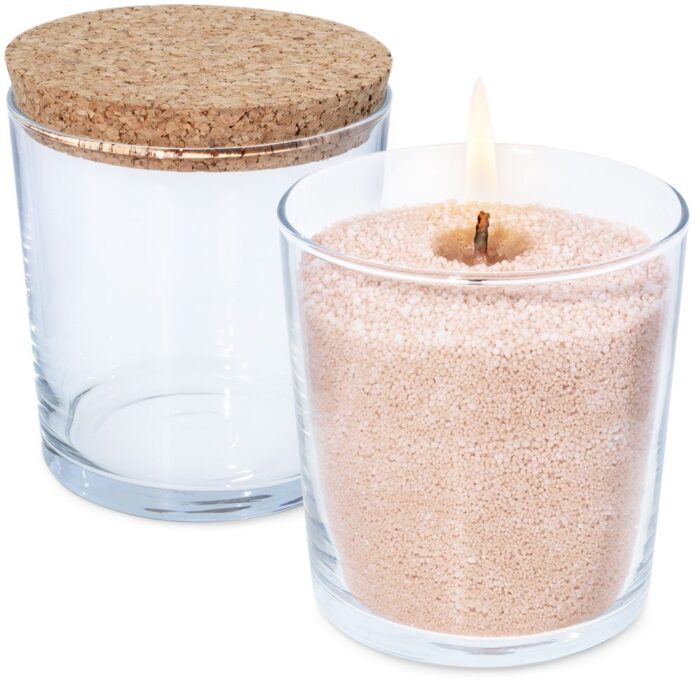 Vaso 350 ml liso con tapa de corcho para velas