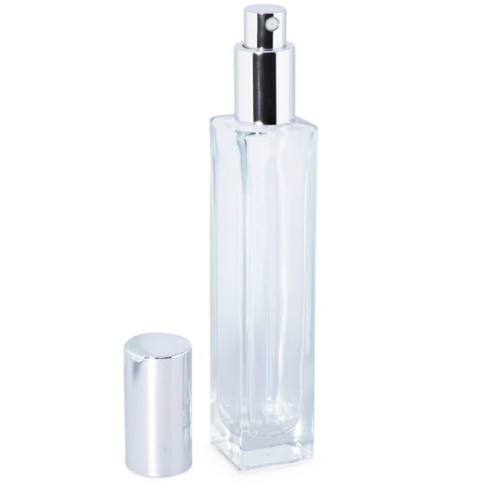 Frasco perfume 50 ml alto pulverizador plateado por mayor