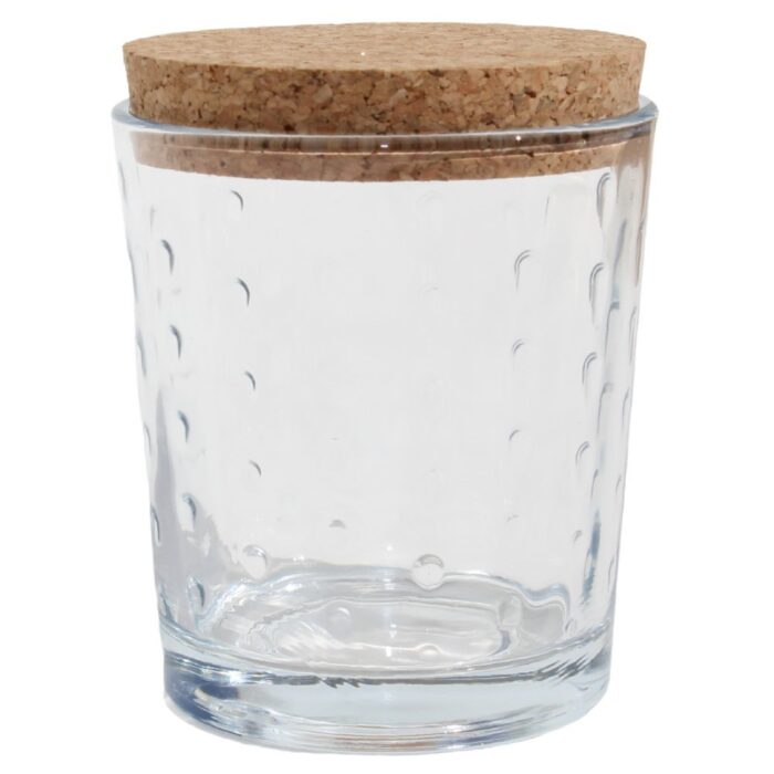 Vaso 260 ml gotitas con tapa de corcho para velas