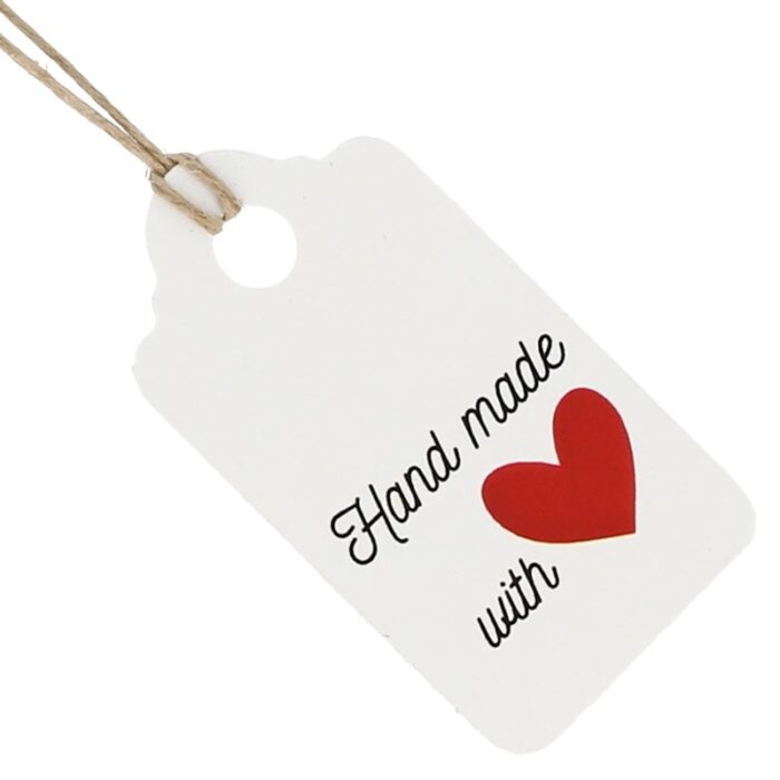 Etiquetas blancas rectangulares hand made with love - Imagen 4