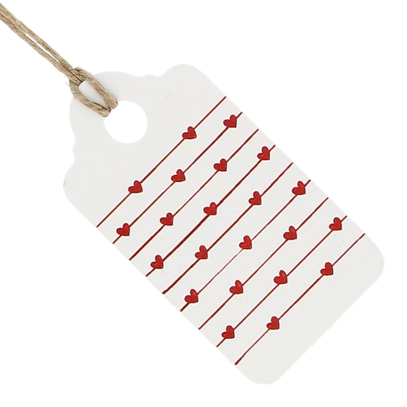 Etiquetas de carton blancas rectangulares con corazones - Imagen 4