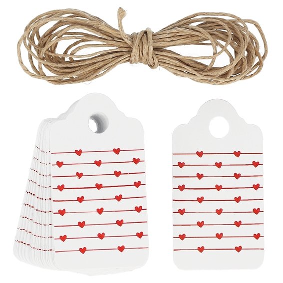 Etiquetas de carton blancas rectangulares con corazones - Imagen 5