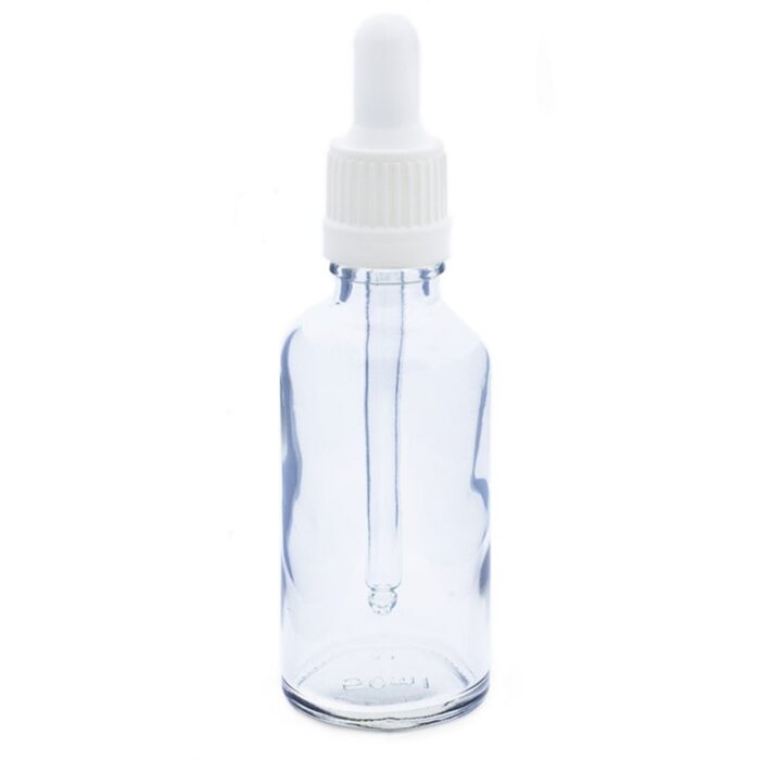 Frasco 50 ml cristal transparente cuentagotas blanco - Imagen 3