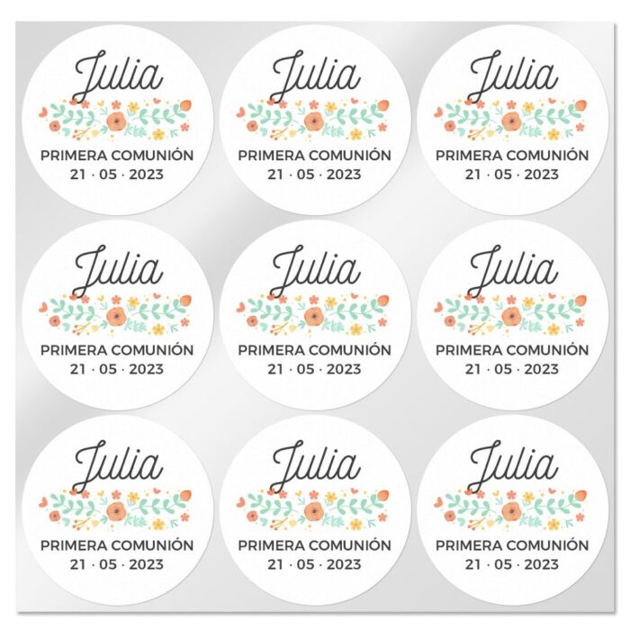 Pegatinas personalizadas con flores redondas pequeñas - Imagen 3