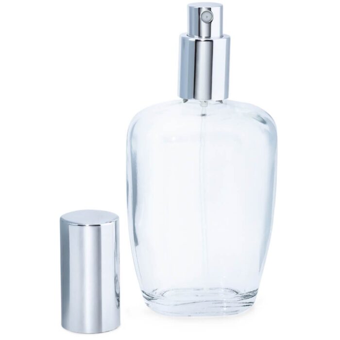 Frasco perfume 100 ml ovalado  pulverizador plateado por mayor - Imagen 2