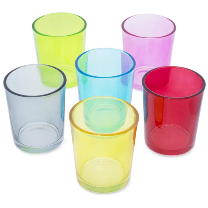 Pack 6 vasos 80 ml pequeños de colores de cristal para velas - Imagen 2