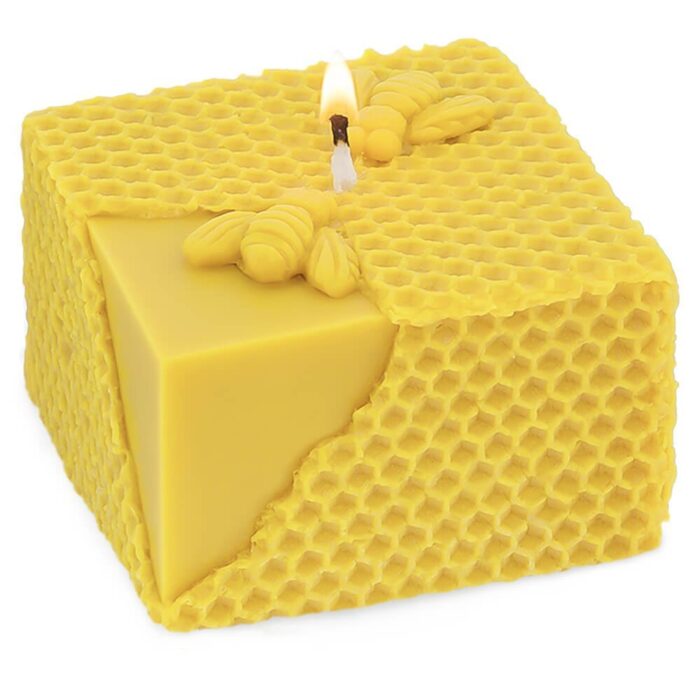 Molde vela panal con abejas 8x8x5 cm