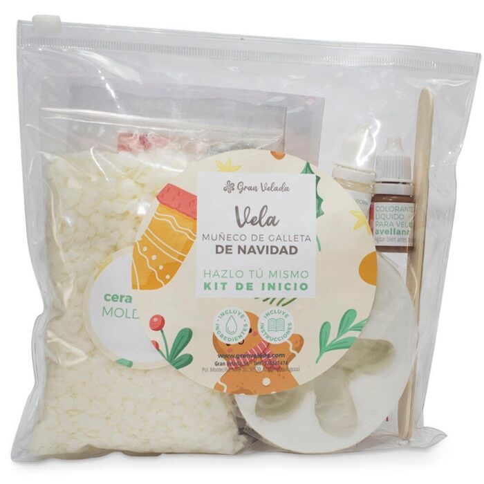 Kit como hacer 2 velas de muñeco de galleta de Navidad. Materiales e instrucciones - Imagen 3