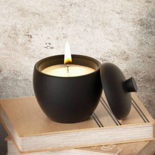 Molde de silicona elegante con tapa recipiente para velas