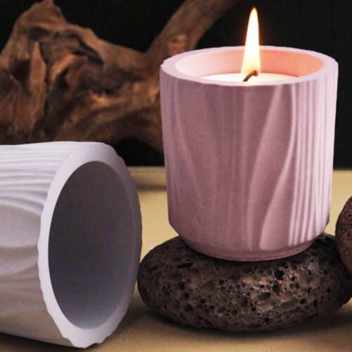 Molde recipiente para velas ondulado